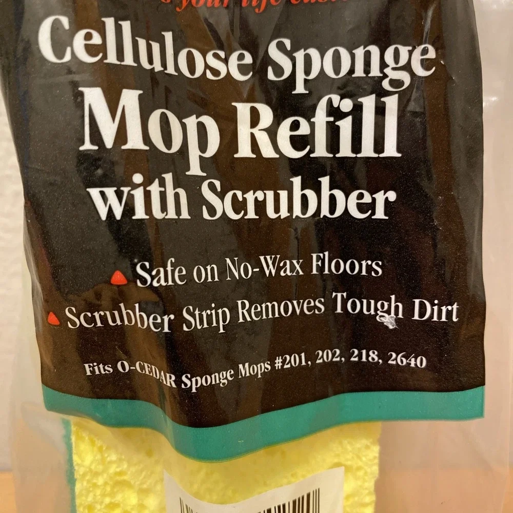 O Cedar‎ Sponge Mop Refill Cellulose Sponge W/ Scrubber Item NOS 2001